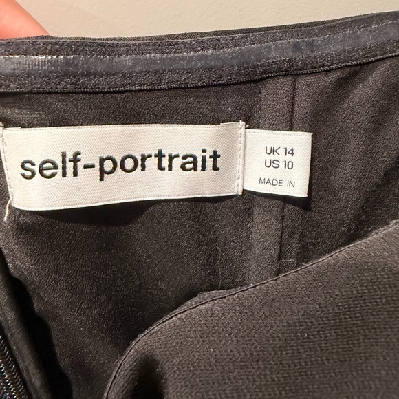 self-portrait Crepe Dot Mesh Sleeved Midi Dress Black Ruffle Polka Dot XL - Picture 6 of 12